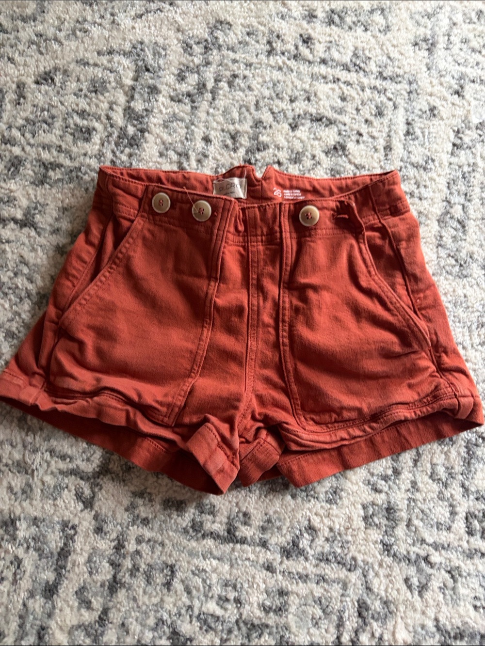 Pilcro Rust Orange High-Waist Button Front Shorts